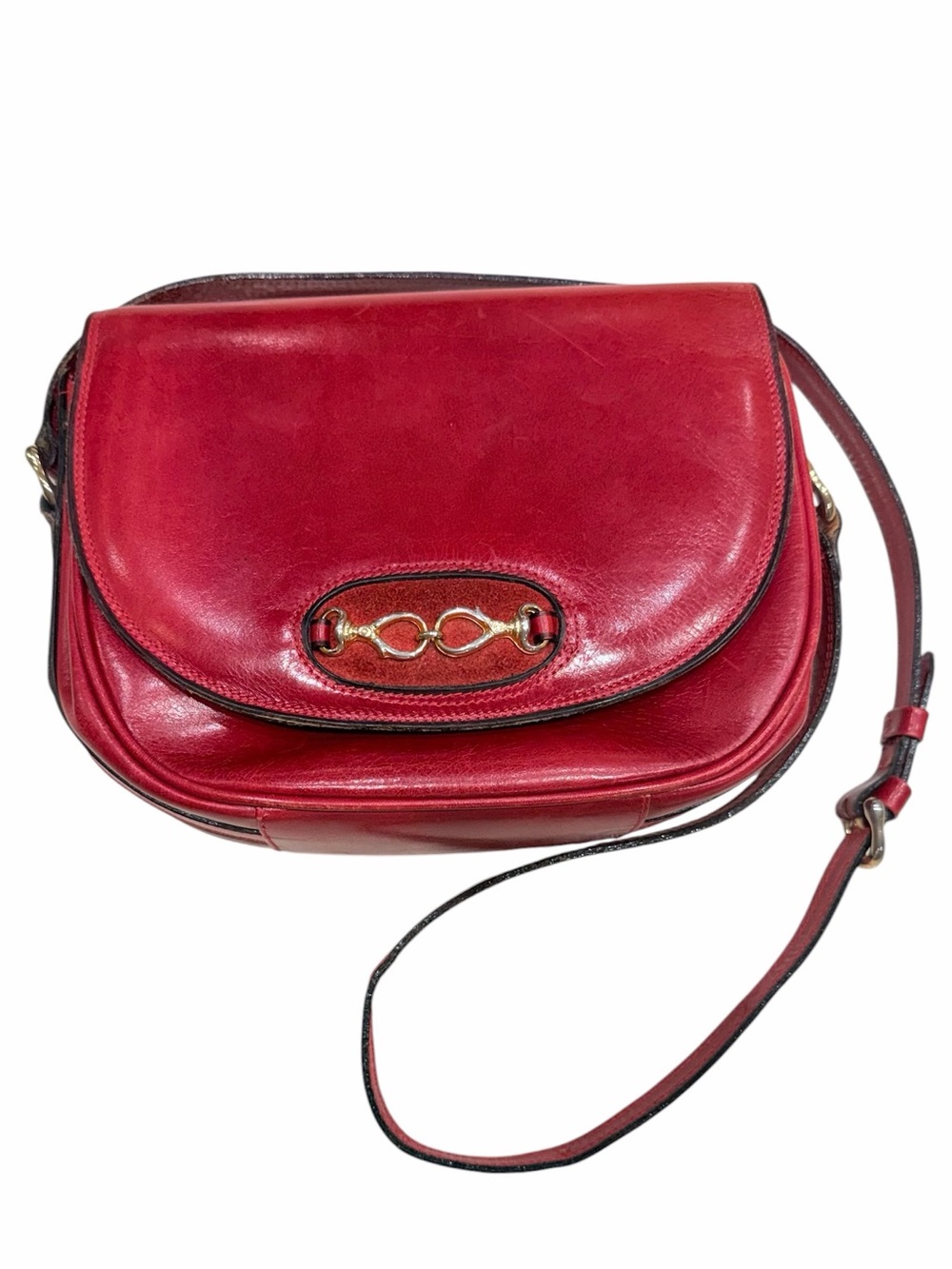 Vintage 1970s A. Antinori Roma Red Leather Crossbody Saddle Bag Italy